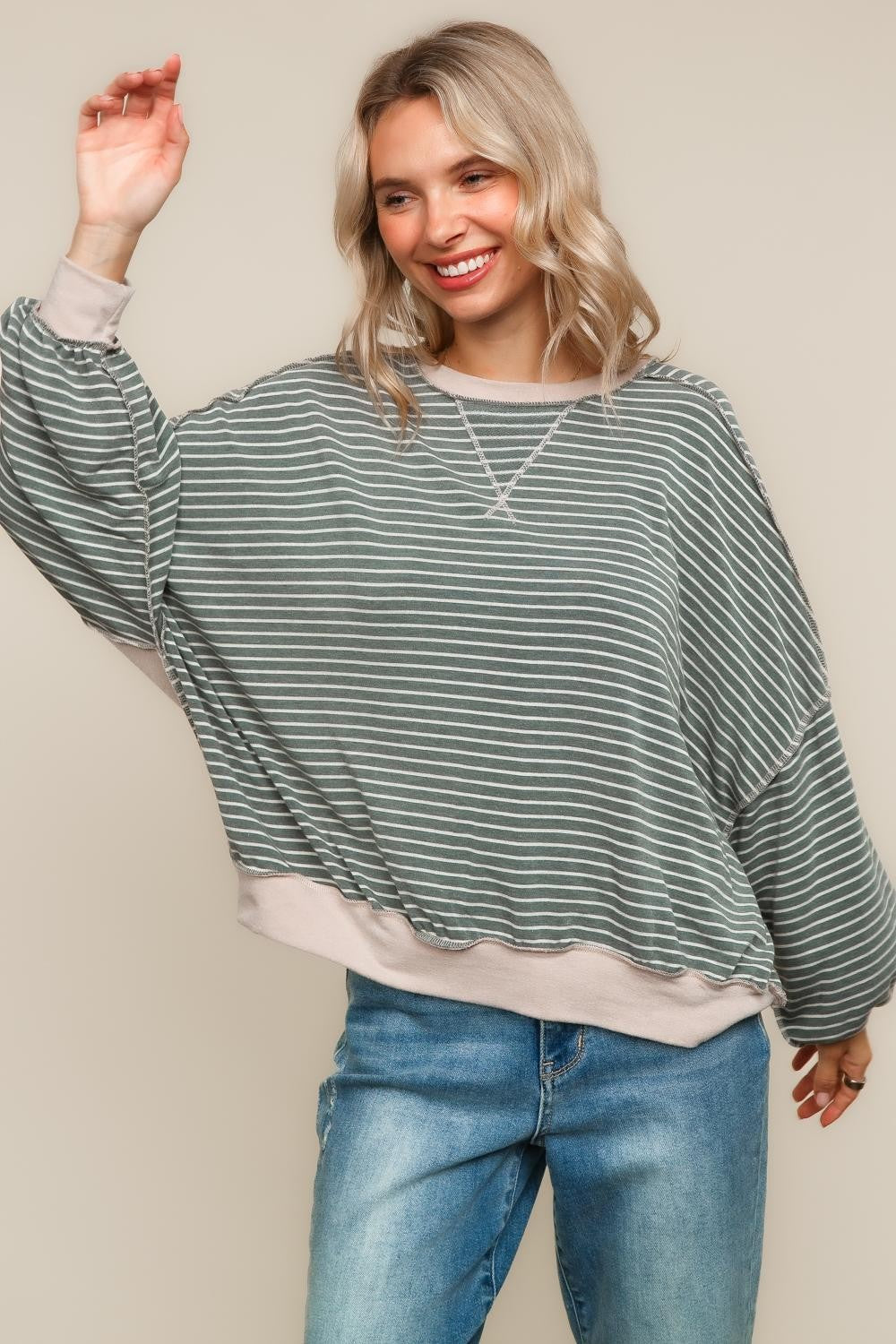 PLUS CREW NECK LOOSE FIT PULLOVER KNIT TOP