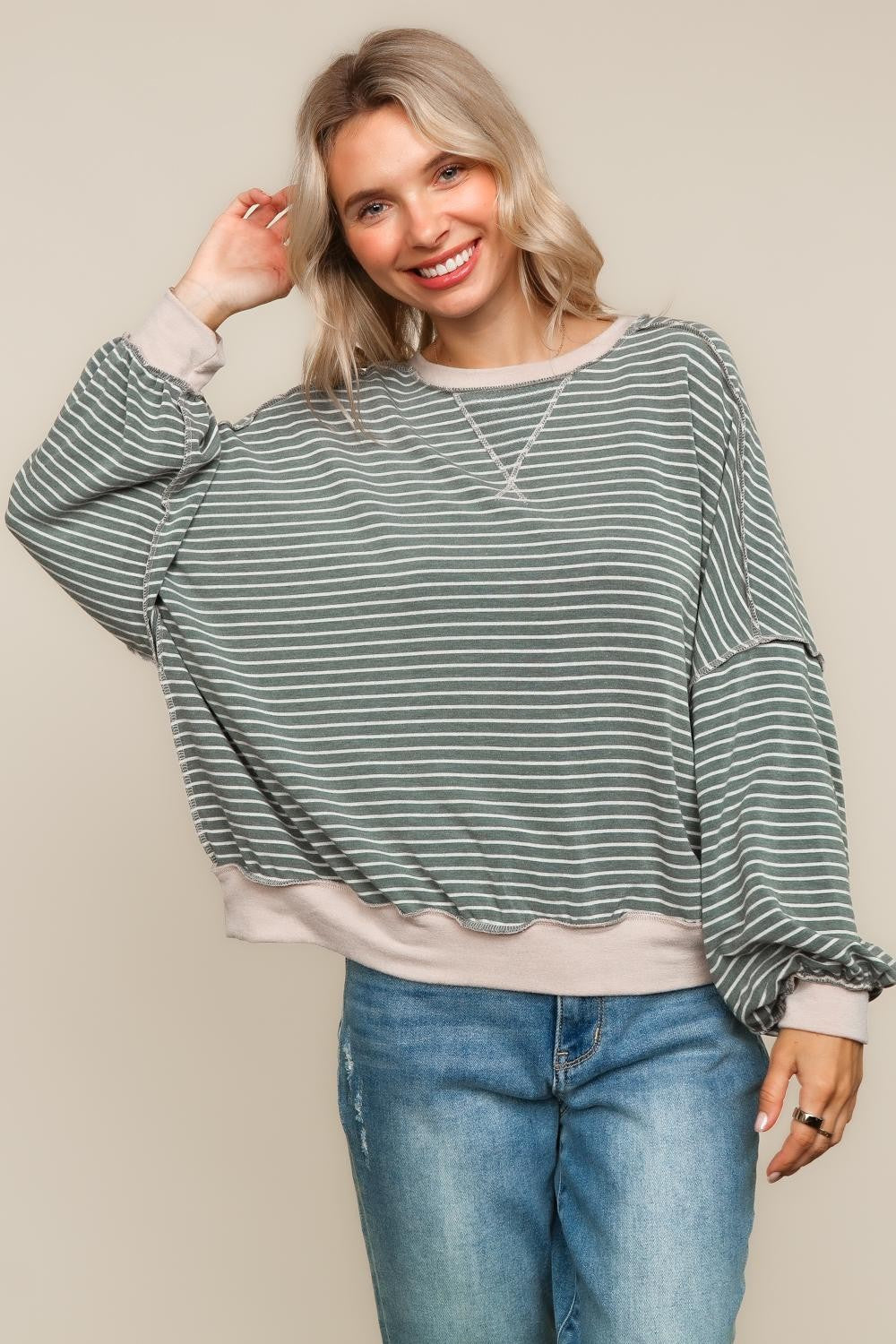 PLUS CREW NECK LOOSE FIT PULLOVER KNIT TOP