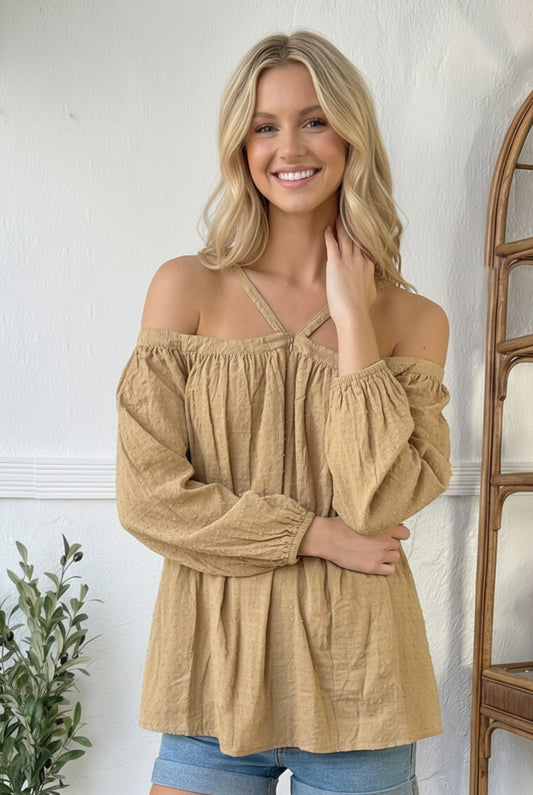 Taupe Textured Blouse