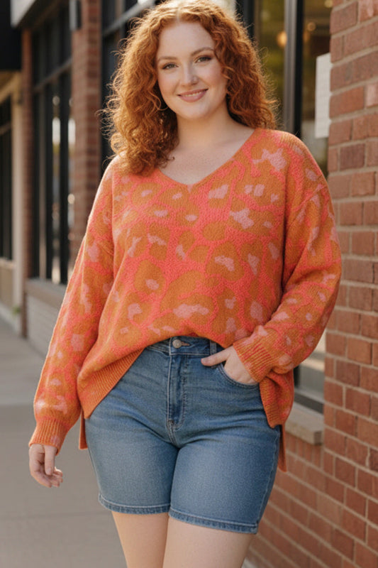 Plus Coral Animal Sweater