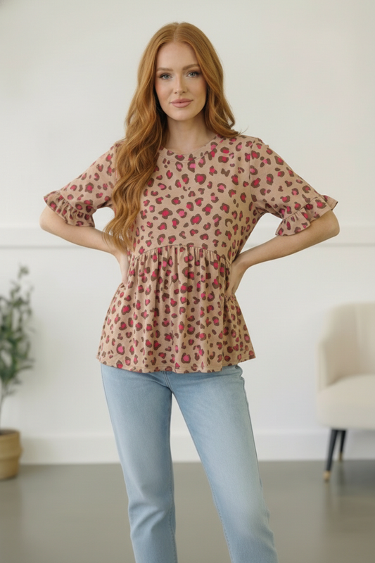 Taupe & Pink Top