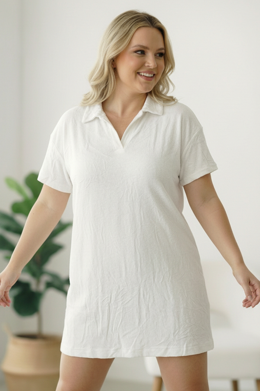 Plus Ivory Textured Dress