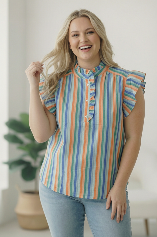 Plus Multi Stripe Top