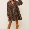 PLUS BABYDOLL LEOPARD PRINT MIDI WOVEN DRESS