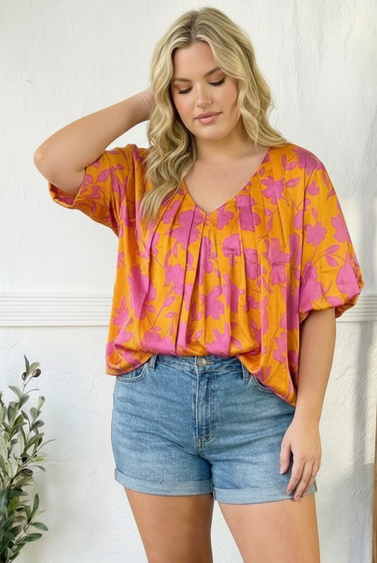 Plus Floral Lined Blouse