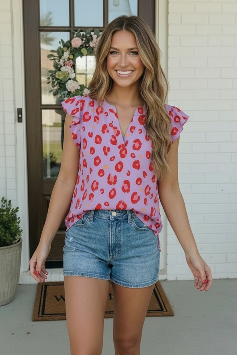 Purple Animal Print Top