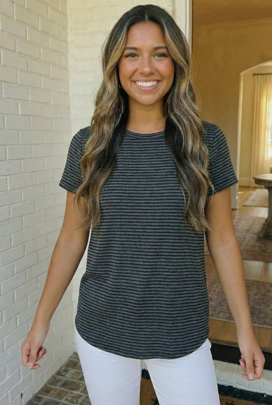 Charcoal Stripe Top