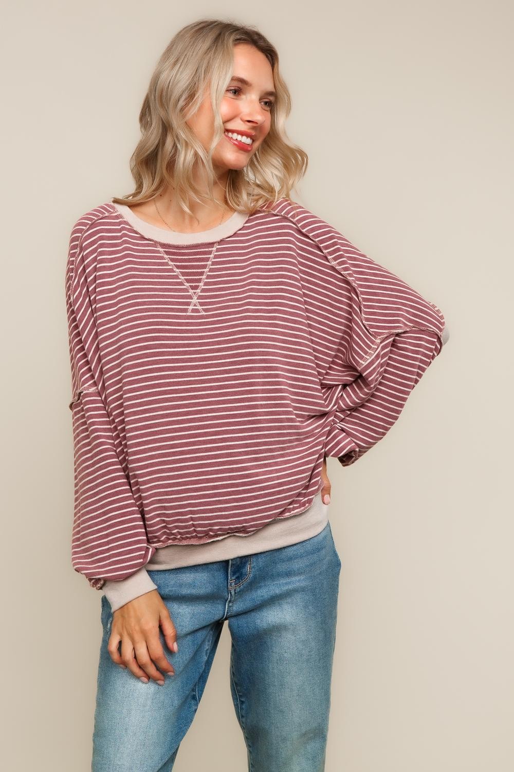 PLUS CREW NECK LOOSE FIT PULLOVER KNIT TOP