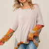 PLUS BOHEMIAN PATCHWORK COLOR BLOCK KNIT TOP
