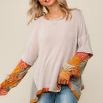 PLUS BOHEMIAN PATCHWORK COLOR BLOCK KNIT TOP