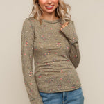 KNIT TOP BANDED LONG SLEEVE W/ THUMB HOLE