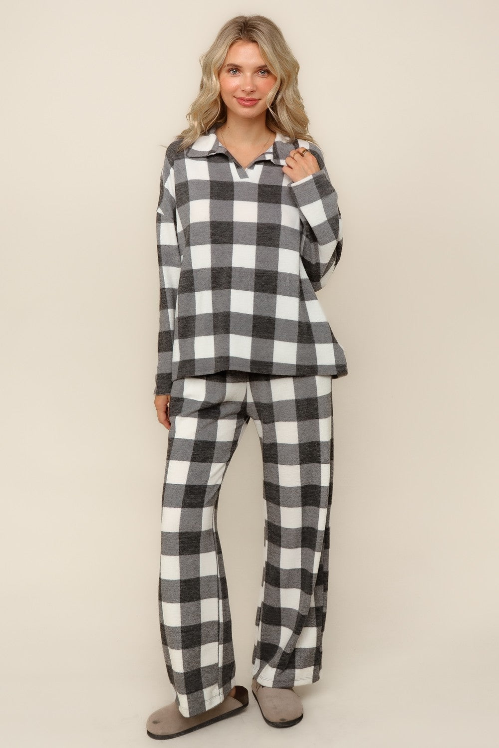 BUFFALO PLAID SOFT HACCI KNIT OVERSIZED SETS