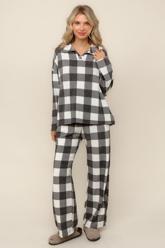 PLUS BUFFALO PLAID SOFT HACCI KNIT OVERSIZED SETS