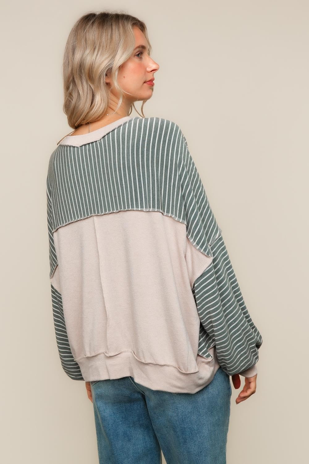 PLUS CREW NECK LOOSE FIT PULLOVER KNIT TOP
