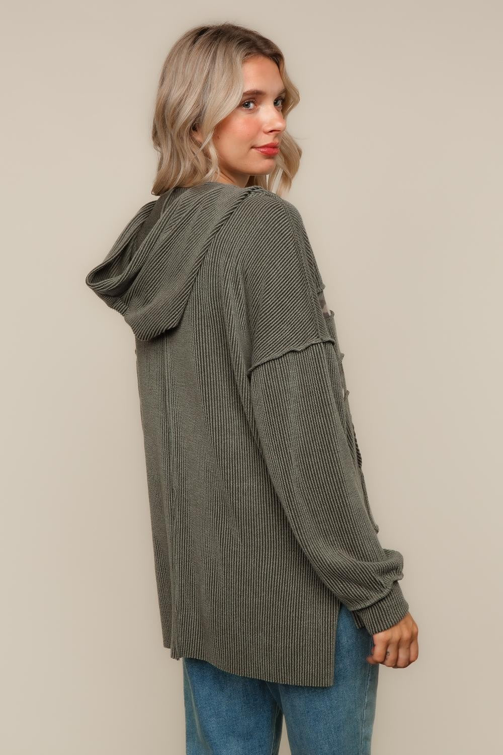 LEOPARD PRINT COLOR BLOCK PULLOVER HOODIE