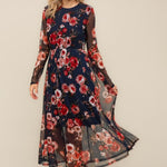 PLUS MIDI SEMI SHEER MESH WITH BACK NECK BUTTON