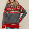 JACQUARD PULLOVER SWEATER KNIT TOP WITH HOODIE