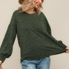 PLUS BUBBLE LONG SLEEVE TWO TONE SWEATER KNIT TOP