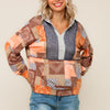 PLUS BOHO PATCHWORK TOP W/ HOODIE