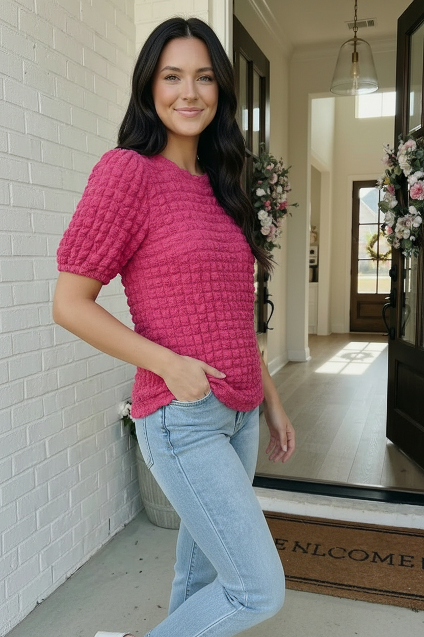 Fuchsia Textured Blouse