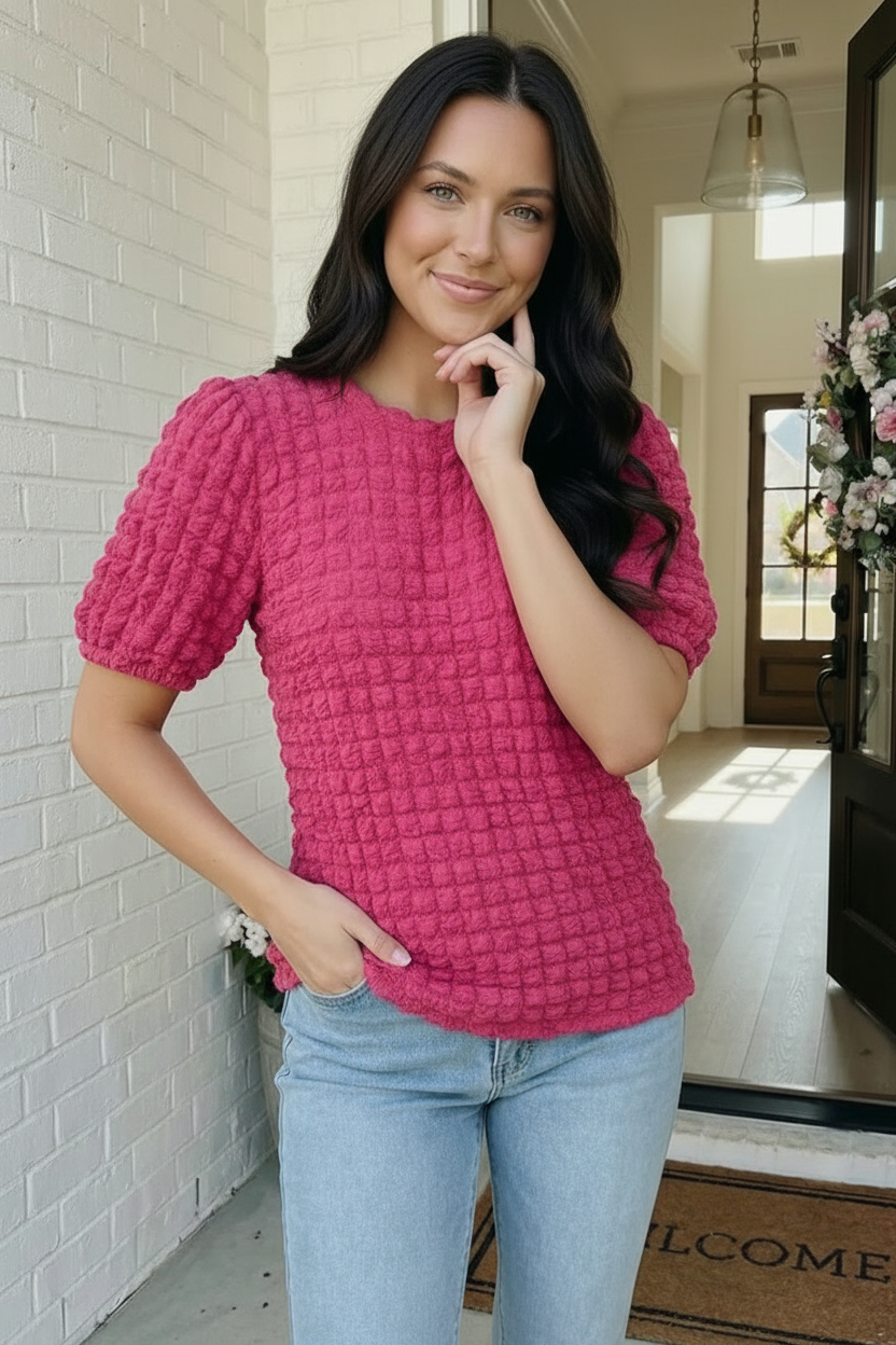 Fuchsia Textured Blouse