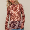PLUS FLORAL MESH TOP W/FRILLED MERROW HEM