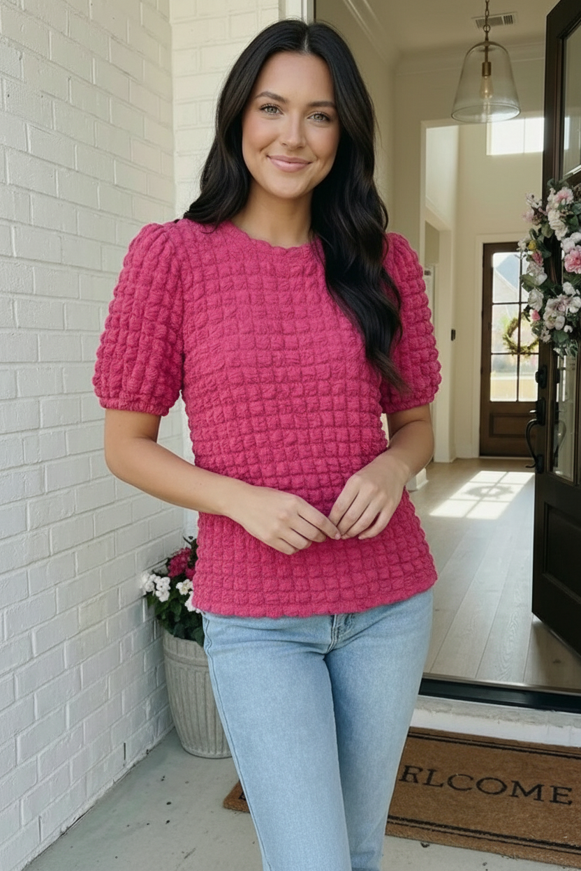 Fuchsia Textured Blouse