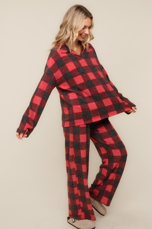 BUFFALO PLAID SOFT HACCI KNIT OVERSIZED SETS