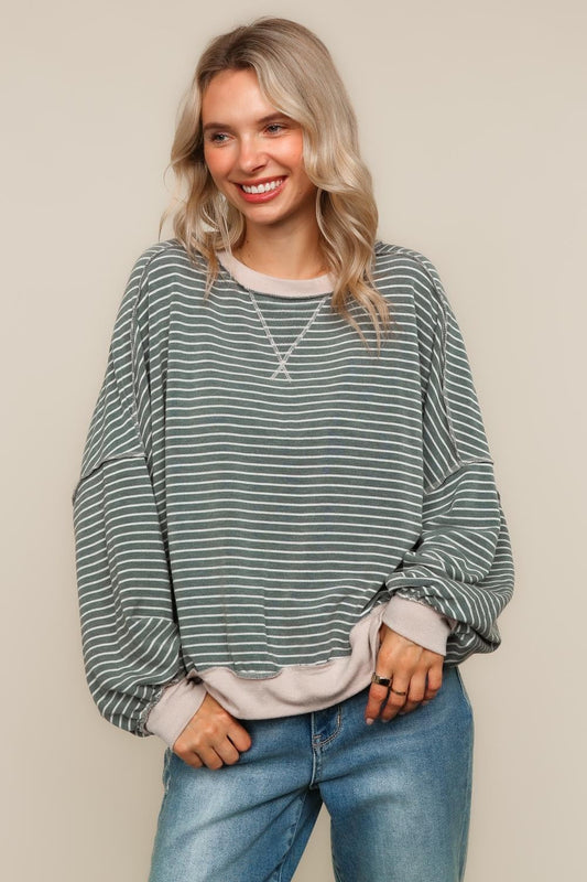 PLUS CREW NECK LOOSE FIT PULLOVER KNIT TOP