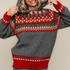 PLUS JACQUARD PULLOVER SWEATER KNIT TOP WITH HOODIE