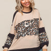 TWO TONE JACQUARD LOOSE FIT PULLOVER KNIT TOP