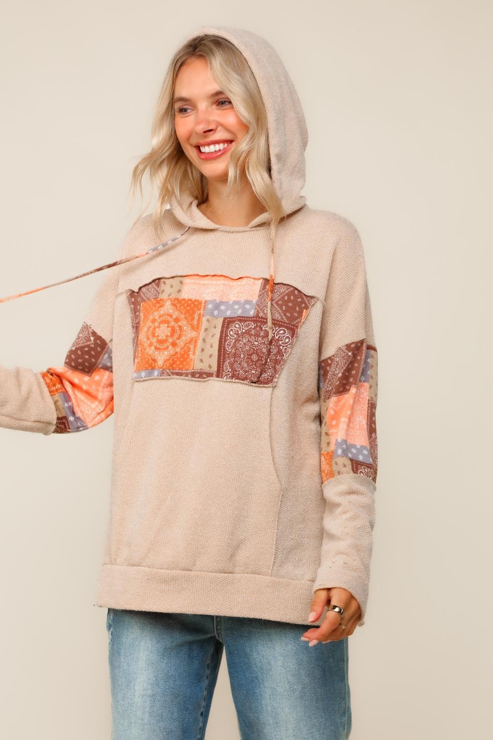 PLUS PULLOVER SWEATER W/HOODIE AND KANGAROO POCKET