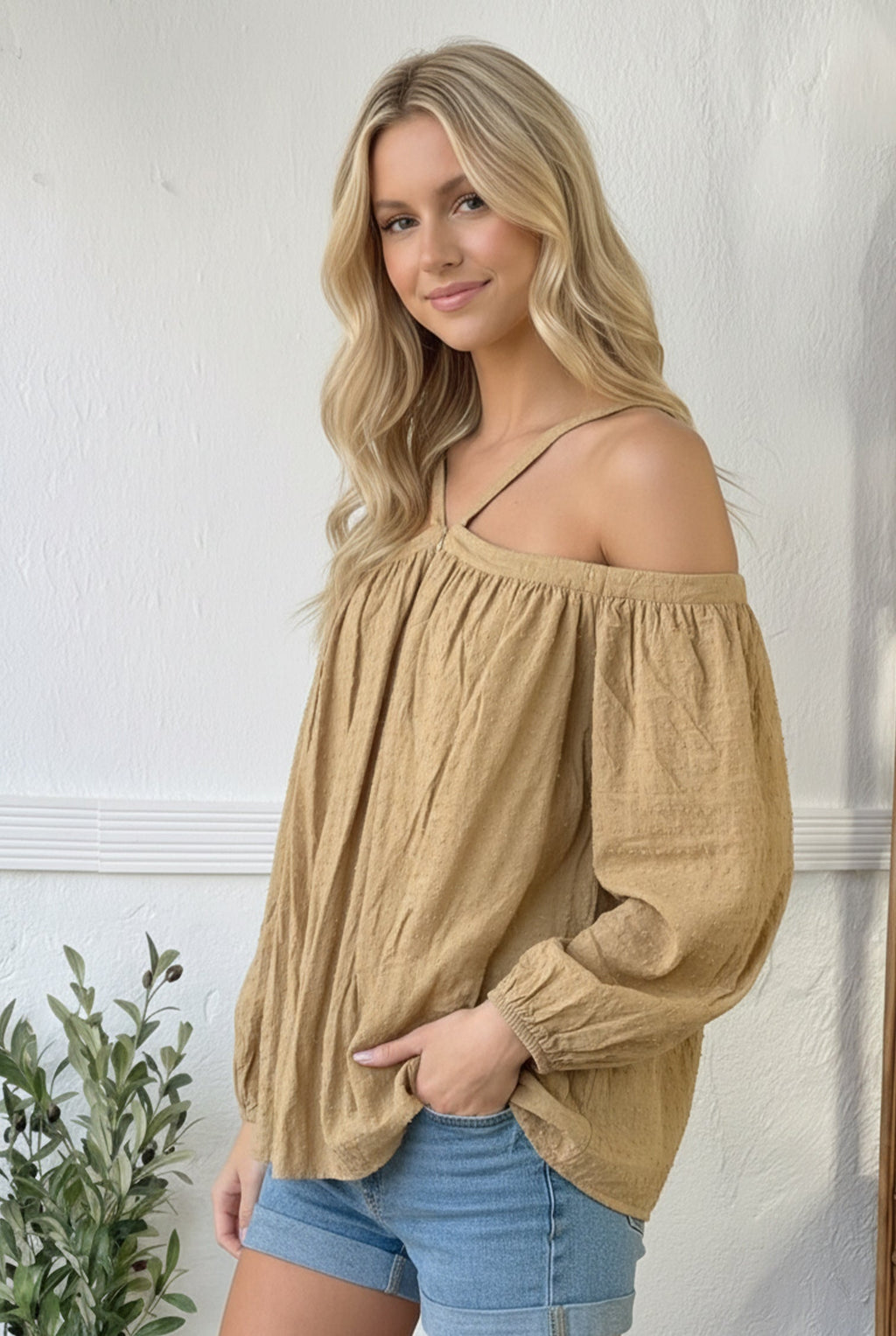 Taupe Textured Blouse