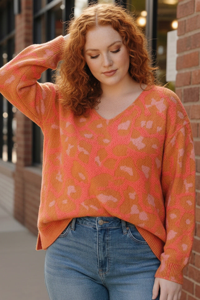 Plus Coral Animal Sweater