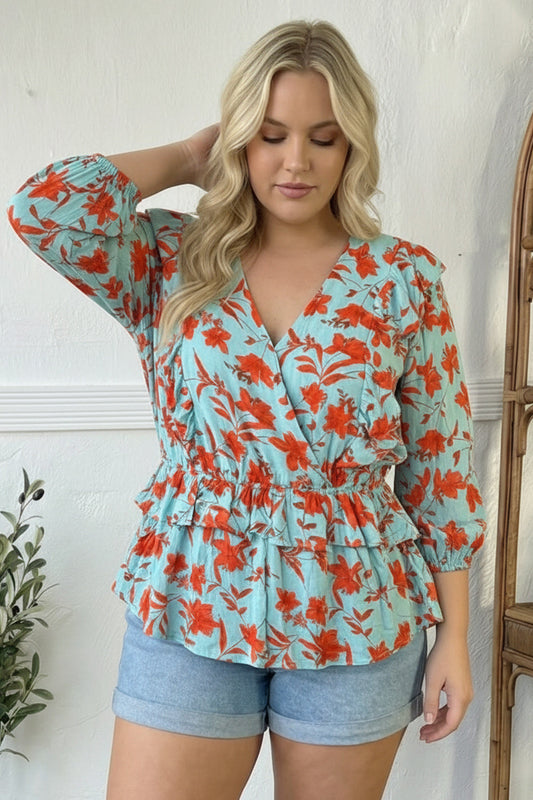 Plus Blue Floral Blouse