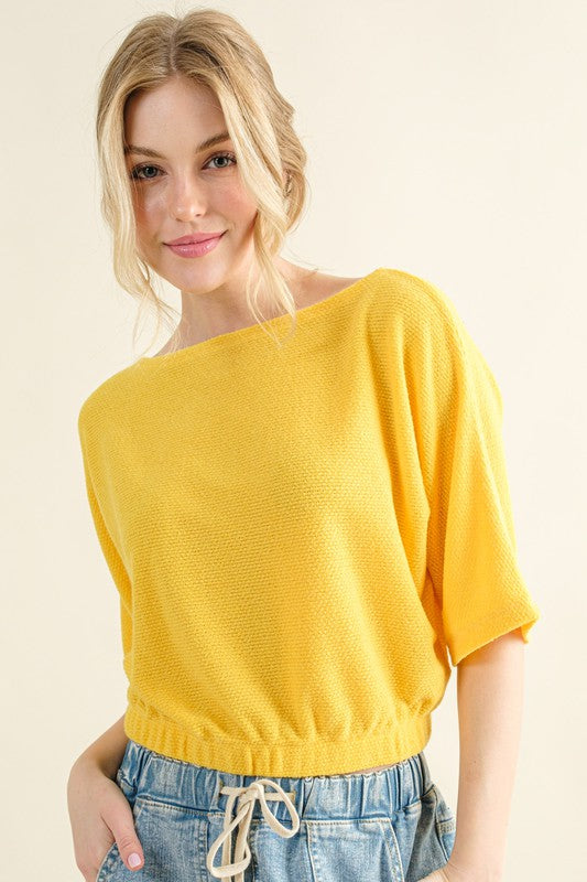 Yellow Jacquard Banded Top