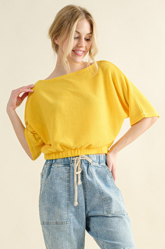 Yellow Jacquard Banded Top