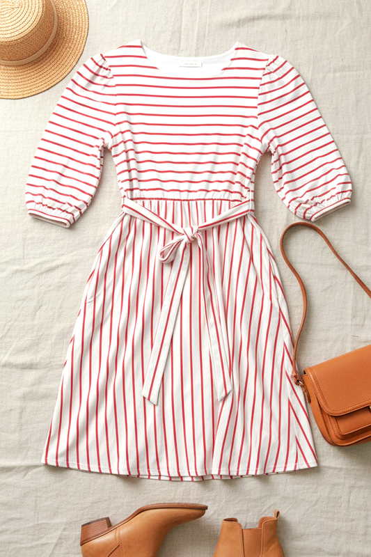Plus Red Stripe Dress