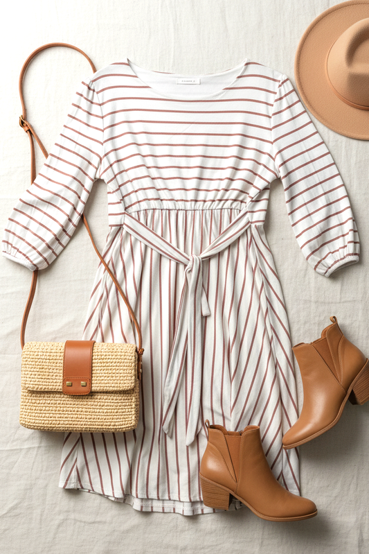 Plus Mauve Stripe Dress