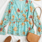 Aqua Floral Blouse