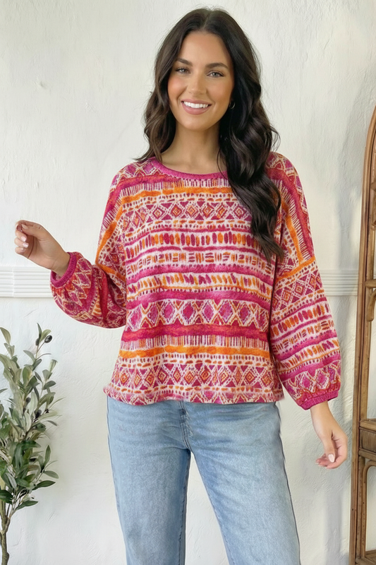Fuchsia Tribal Blouse