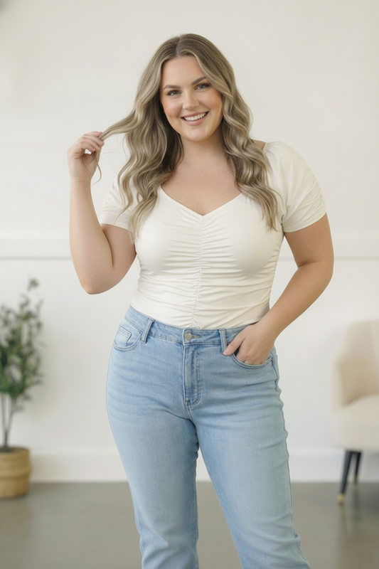 Plus Ivory Synch Design bodysuit Top