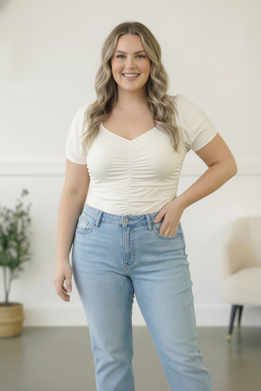 Plus Ivory Synch Design bodysuit Top