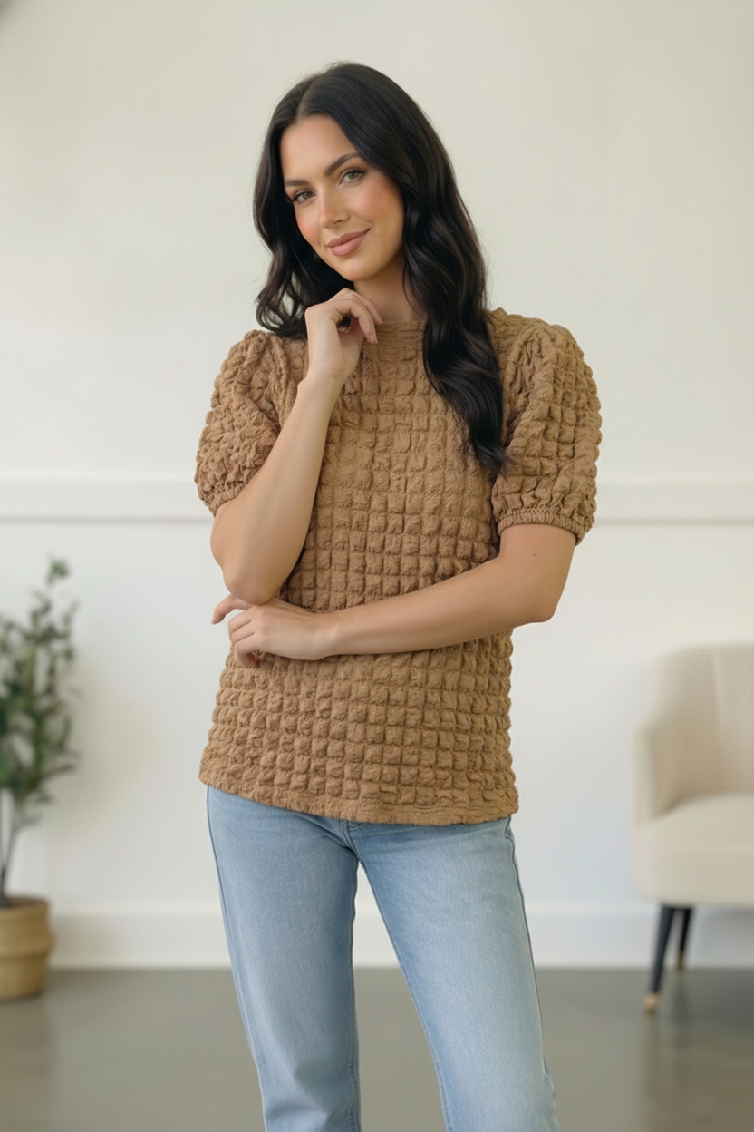 Plus Taupe Textured Blouse