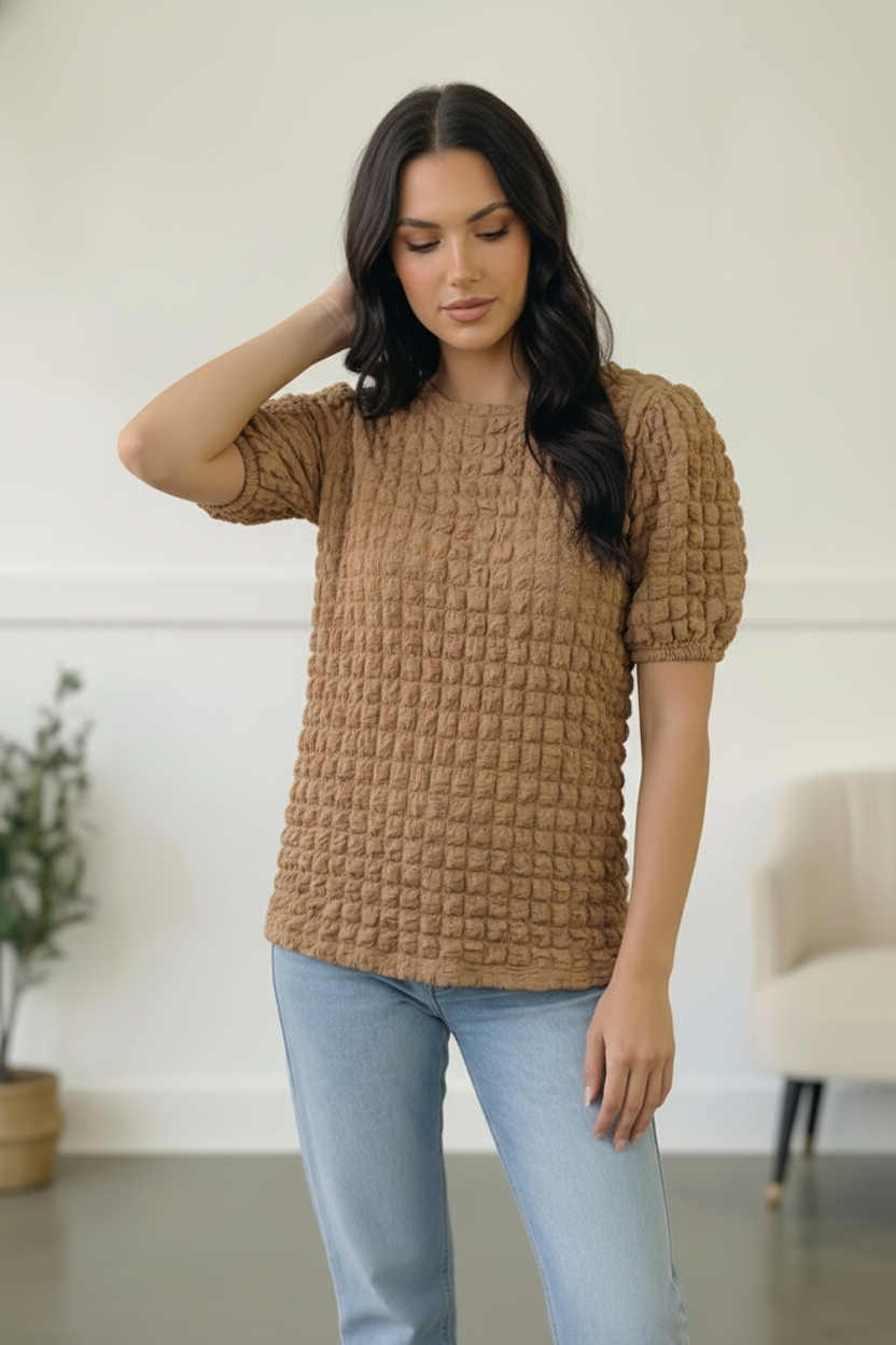 Plus Taupe Textured Blouse