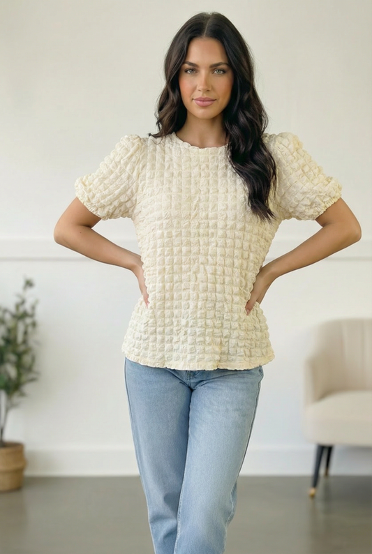 Plus Ivory Textured Blouse
