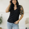 Black Floral Puff Sleeve Top