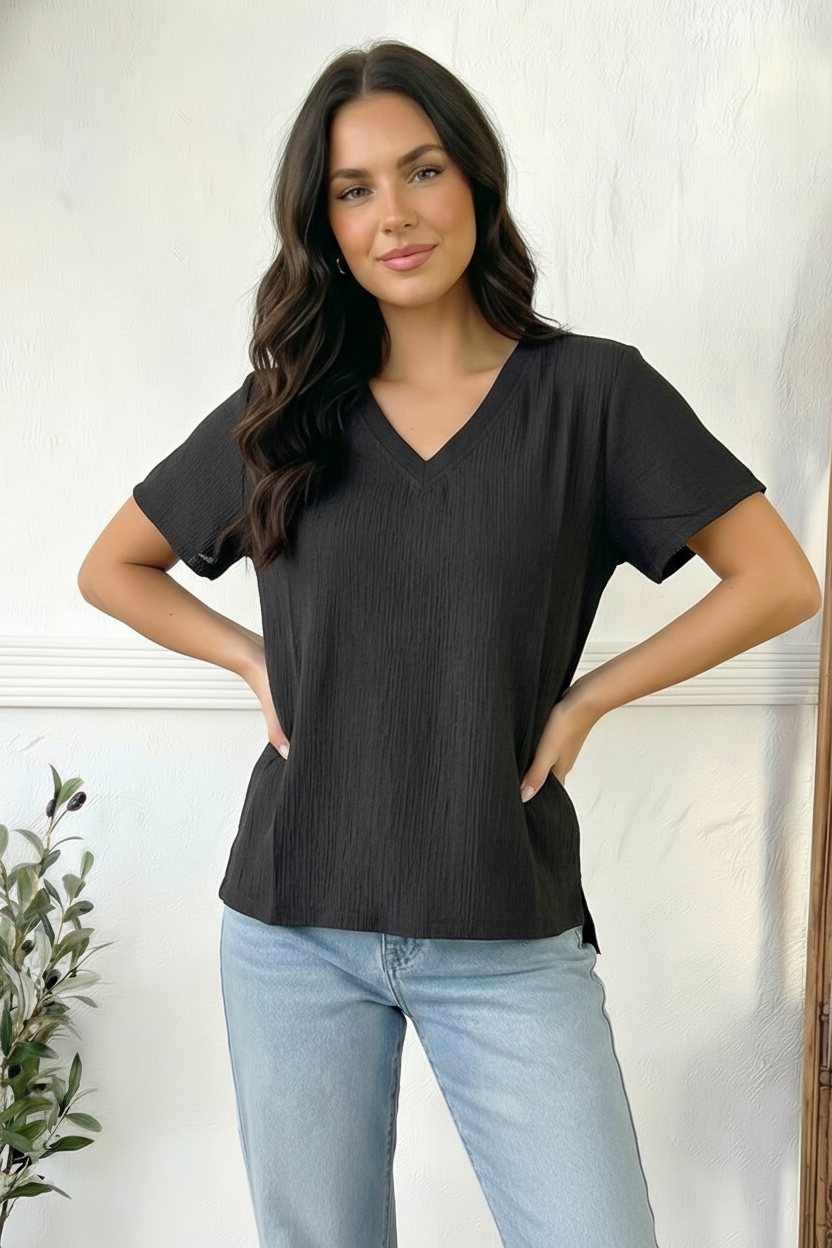 Black Textured Blouse