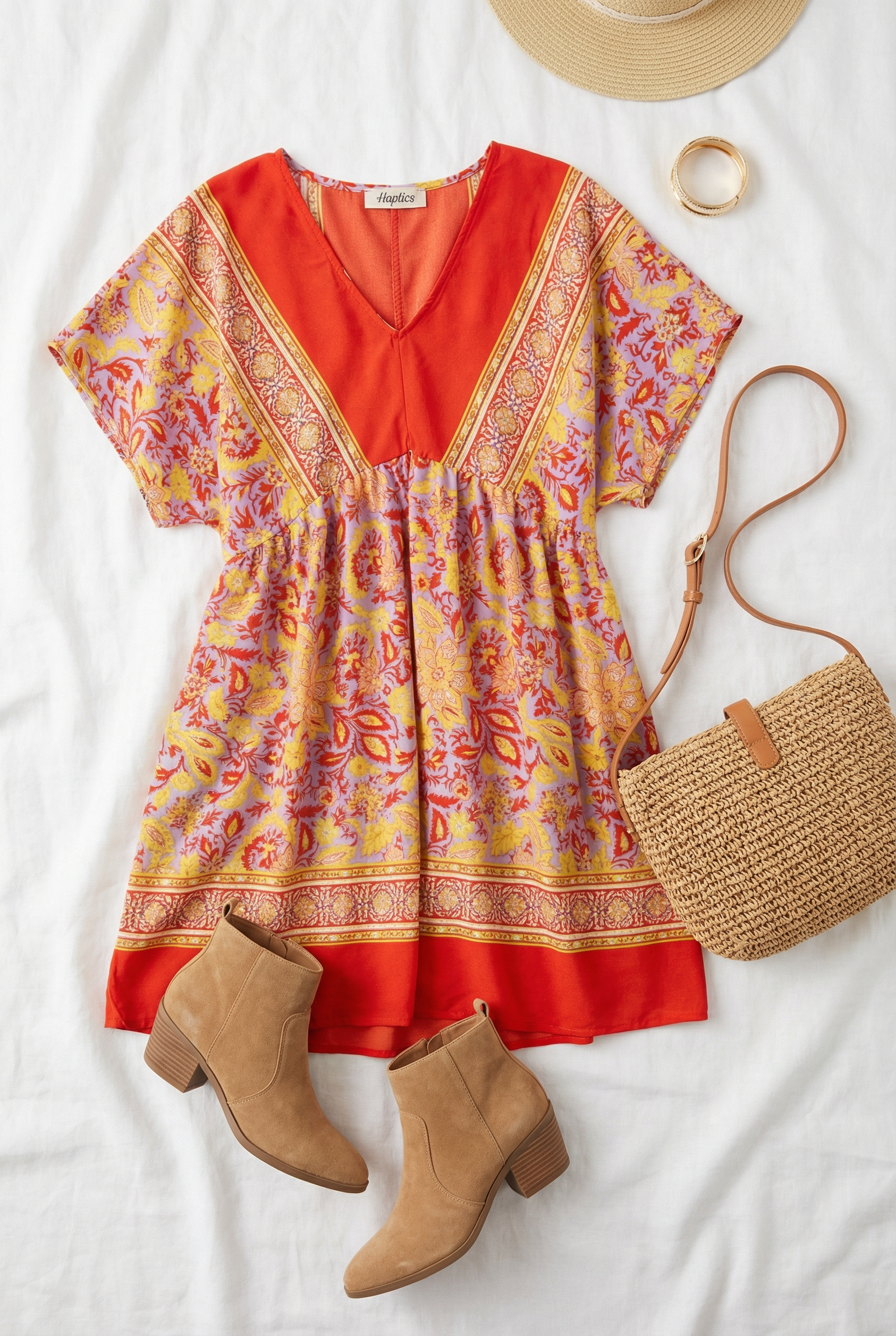 Coral Printed Dress