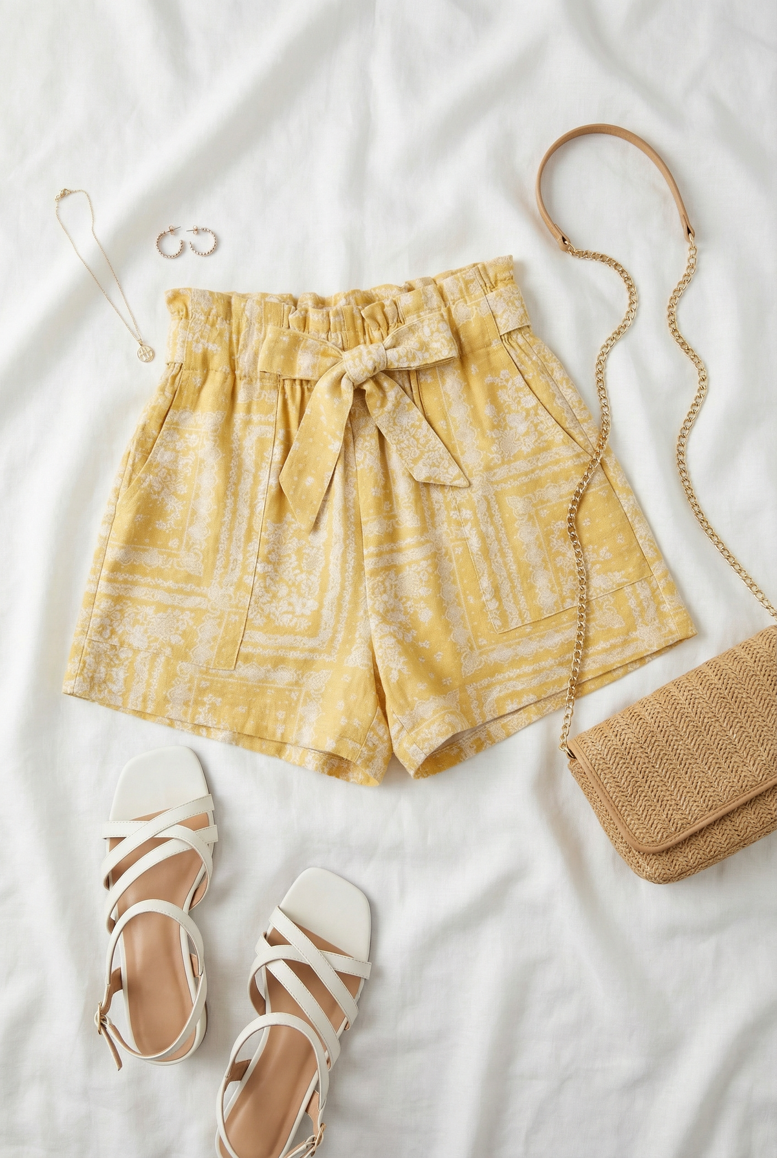 Yellow Patchwork Shorts